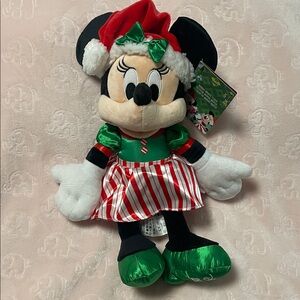 Disney Minnie Mouse 2023 Christmas Stuffed Animal - Red, Green, Black, White